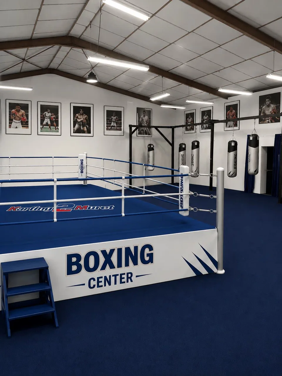Le ring de la salle de boxe anglaise du Boxing Center Portet