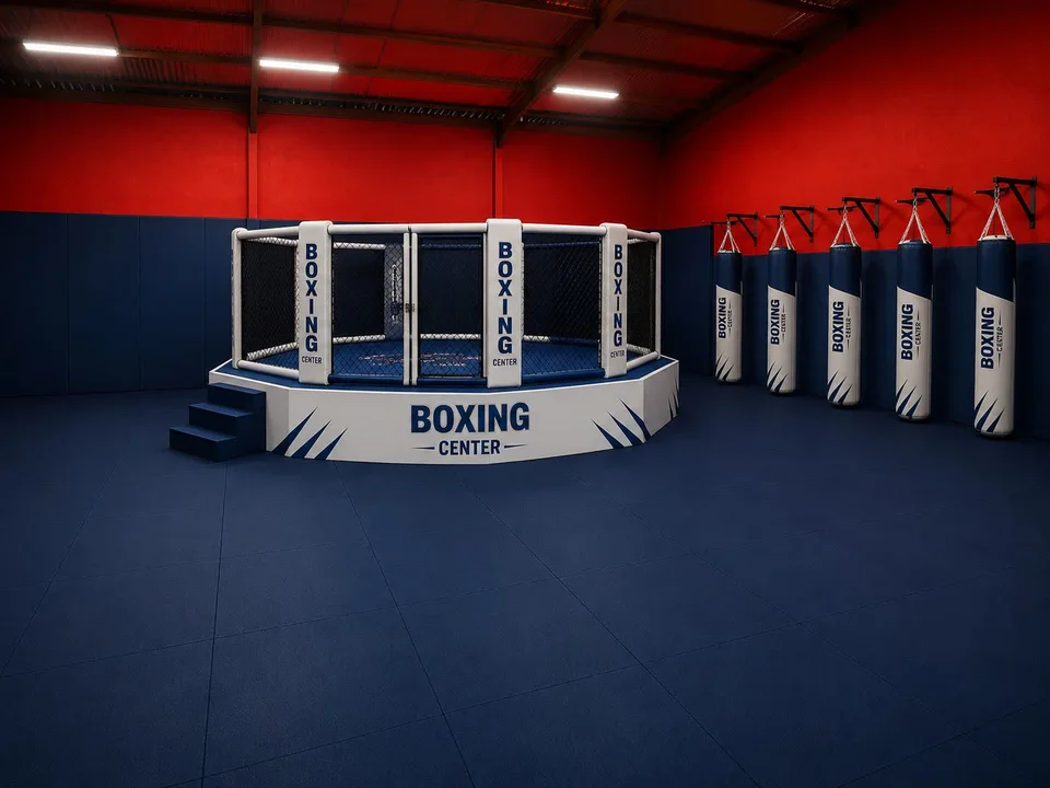 La cage de MMA de l’espace combat du Boxing Center Portet